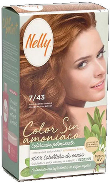 Farba kremowa bez utleniacza Tinte Pelo Nelly S-Amoniaco 7.43 Rubio Cobrizo Dorado 60 ml (8411322244492) - obraz 1