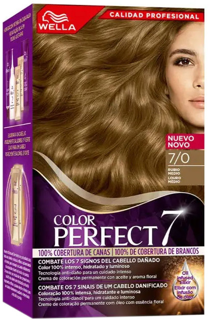 Farba kremowa z utleniaczem Wella Color Perfect 7 100 Cobertura De Canas 7-0-Rubio Medio 60 ml (4064666324104) - obraz 1