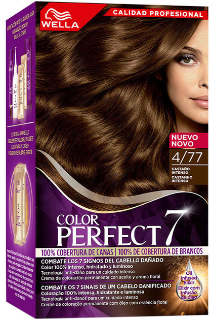 Farba kremowa z utleniaczem Wella Color Perfect 7 100 Cobertura De Canas 4-77-Castaño Aterciopelado 60 ml (4064666324197) - obraz 1