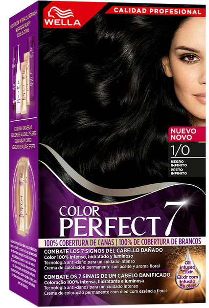 Farba kremowa z utleniaczem Wella Color Perfect 7 100 Cobertura De Canas 1-0-Negro Infinito 60 ml (4064666324074) - obraz 1
