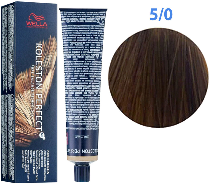 Крем-фарба для волосся з окислювачем Wella Koleston Perfect ME+ Pure Naturals Permanent Hair Dye Shade 5/0 60 мл (8005610660134) - зображення 2