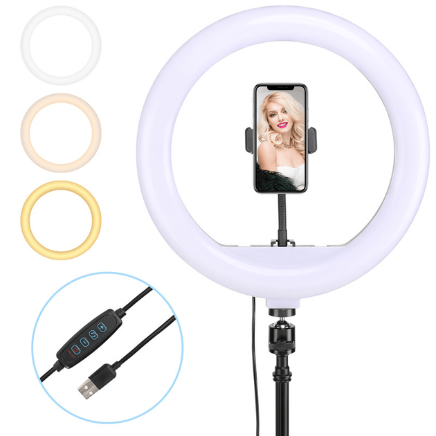 Тримач з кільцевим освітленням Bluetooth 12 " YQ-320B light set (Kit1) |170cm Stand, USB Powered, 3000-6500K| - зображення 3