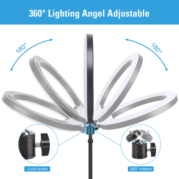Тримач з кільцевим освітленням Bluetooth 12 " YQ-320A light set (Kit2) |170cm Stand, Plug Powered, 3000-6500K| - изображение 5