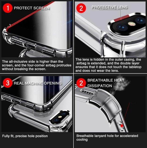 Противоударный прозрачный чехол для Xiaomi Redmi Note 8 Pro - Фото 4 Противоударный прозрачный чехол для Xiaomi Redmi Note 8 Pro - изображение 4