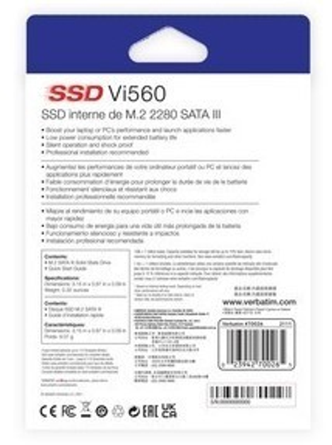 Накопичувач SSD Verbatim Vi560 S3 256GB M.2 TLC (49362) - зображення 5