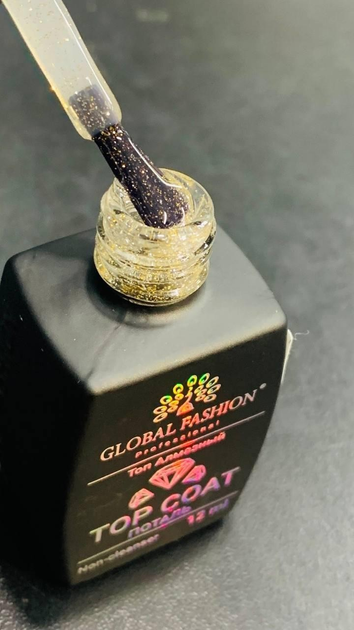 Топ для гель лака светоотражающий золотой Global Fashion 12 мл (без ...