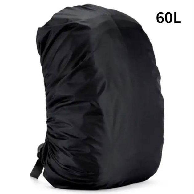 Чохол дощовик для рюкзака 60 л водонепроникний чорний - зображення 1