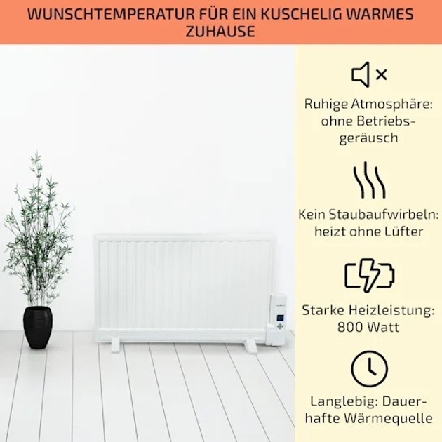 Масляный радиатор OneConcept Wallander 800W белый (10033100) - изображение 2