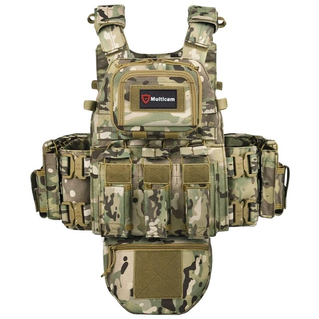 Плитоноска-тактический военный жилет разгрузки, бронежилет ТМ MULTICAM X950 цвет мультикам, MOLLE, Cordura 1000D, регулируемый размер - изображение 1