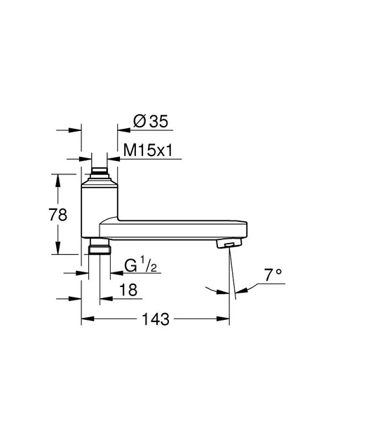 Излив для смесителя плоский GROHE QuickFix 13450000 14.3см латунь хром CV033394 - изображение 2