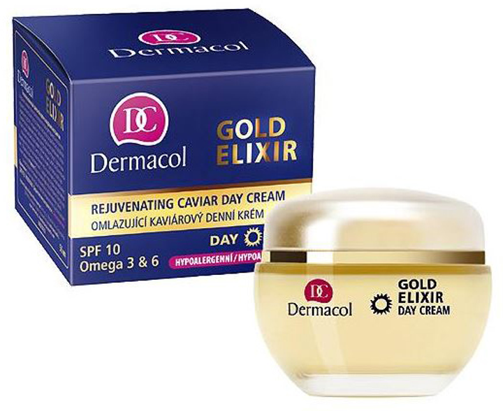 Крем для обличчя Dermacol Gold Elixir Rejuvenating Caviar Day Cream SPF20 50 мл (8595003929103) - зображення 1
