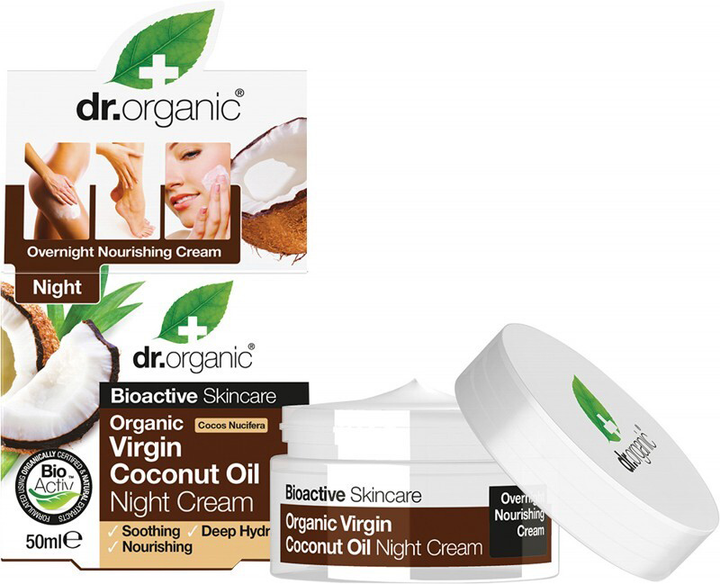 Крем для обличчя Dr. Organic Virgin Coconut Oil Night Cream 50 мл (5060176675087) - зображення 1