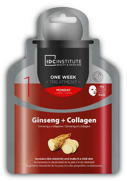 Тканинна маска для обличчя Idc Institute Masc Facial Ginseng Collagen 24 г (8436025309002) - зображення 1