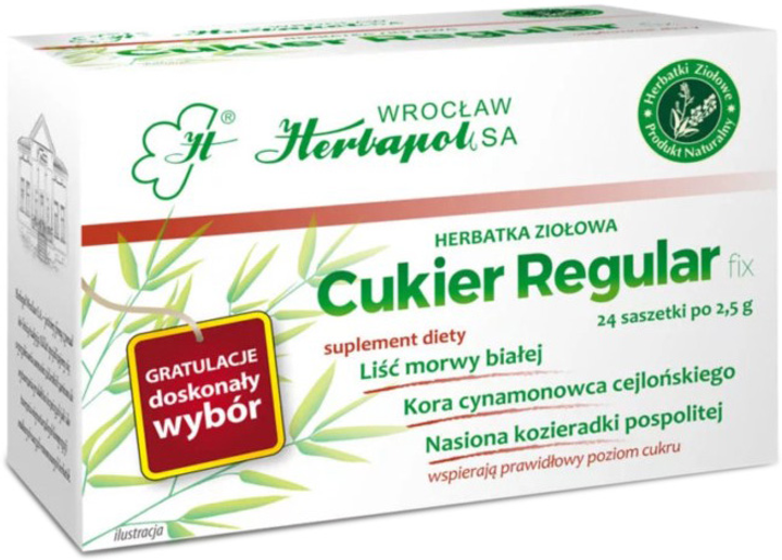 Чай Herbapol Sugar Regular fix 24 пакетика (5906014221507) - изображение 1