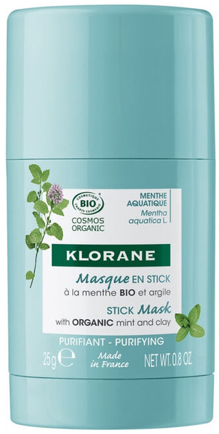 Маска-стик для лица Klorane Aquatic Mint очищающая с глиной 25 г ...