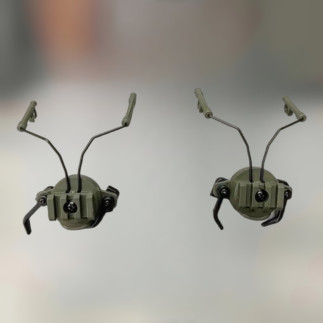 Кріплення для навушників / гарнітури Ox Horn на шолом з рейками 19 - 21 мм, колір Олива - зображення 1