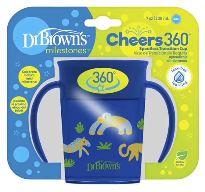 Кружка-непроливайка Dr. Brown's 360 Tumbler Without Spout Blue With Handles Синя 200 мл (72239323809) - зображення 4