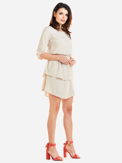 Sukienka trapezowa damska Awama A258 106698 XL Beżowa (5902360535435) - obraz 4