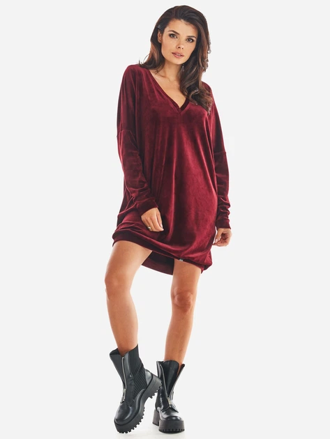 Sukienka tunika damska Awama A378 212906 One Size Bordowa (5902360551459) - obraz 3