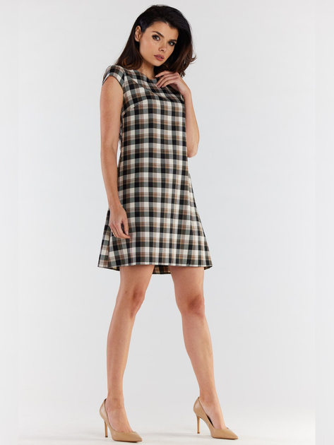 Sukienka trapezowa damska mini Awama A490 1220709 S Brązowa (5902360567917) - obraz 4