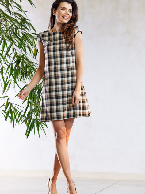 Sukienka trapezowa damska mini Awama A490 1220709 S Brązowa (5902360567917) - obraz 6