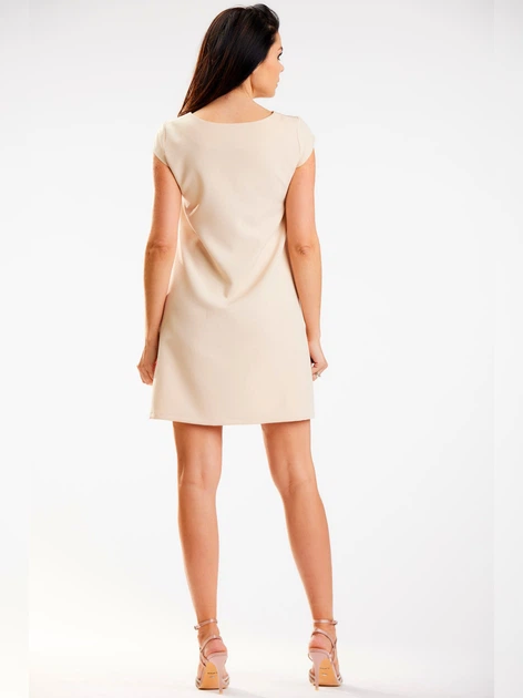 Sukienka trapezowa damska elegancka Awama A570 1414551 M Beżowa (5902360579149) - obraz 6