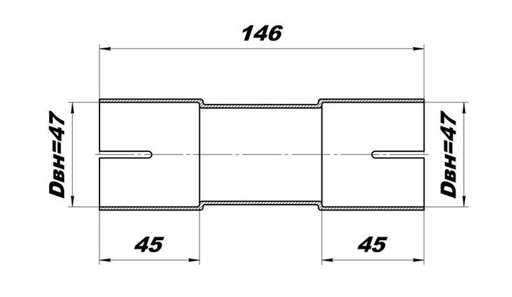 З'єднувач труб вихлопної системи під хомут 45/45 мм CBD (TRS4545) - зображення 2