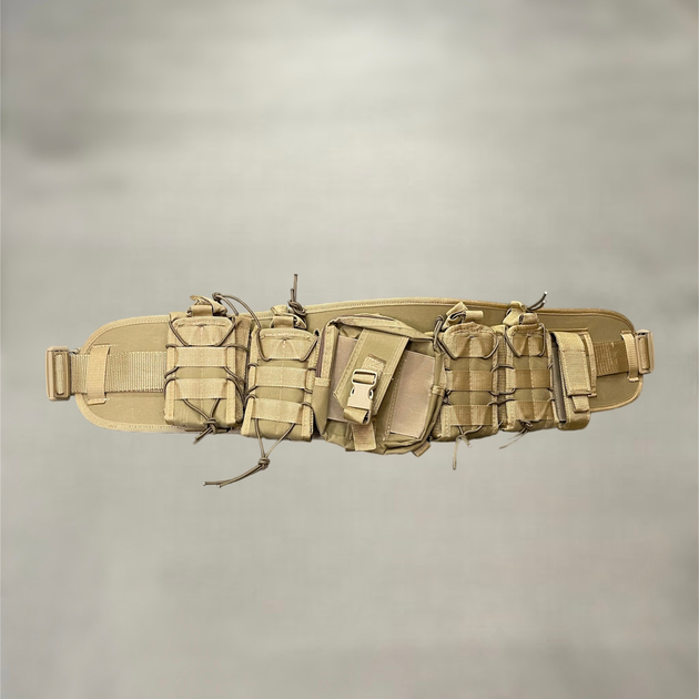 Пояс разгрузочный с Молли, подсумки, Койот, валберт с подсумками, улучшенный тактический боевой пояс с Молли - изображение 2