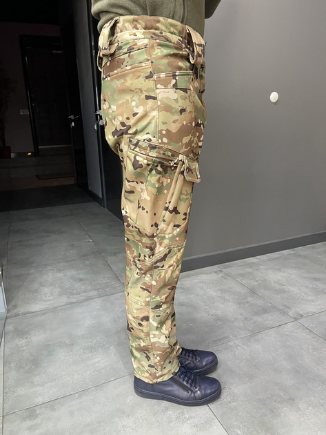 Штани зимові тактичні софтшел флісові Single Sword, розмір L, Мультикам, утеплені штани для військових - зображення 2