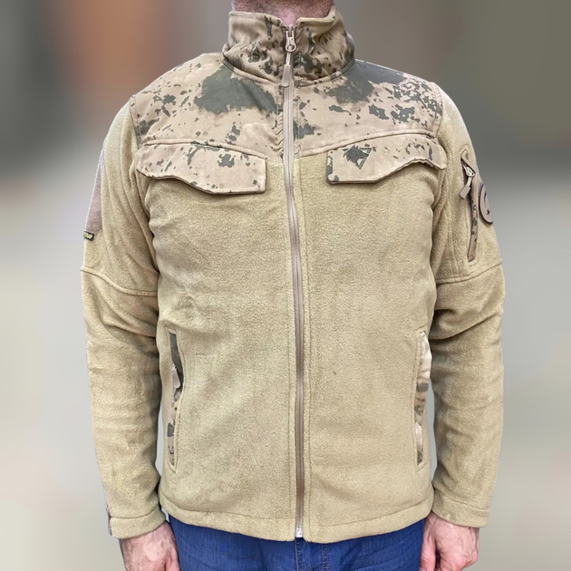 Армейская Кофта флисовая WOLFTRAP, теплая, размер XL, цвет Койот, Камуфляжные вставки на рукава, плечи, - изображение 1