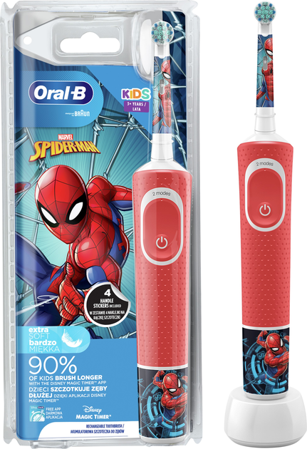 Електрична зубна щітка Oral-B Braun D100 Kids "Людина-павук" (4210201387503) - зображення 1