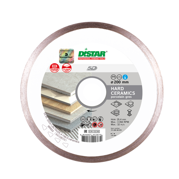 Круг алмазный отрезной Distar 1A1R 200x1,6x10x25,4 Hard ceramics (11120048015) - Фото 1 Круг алмазный отрезной Distar 1A1R 200x1,6x10x25,4 Hard ceramics (11120048015) - изображение 1