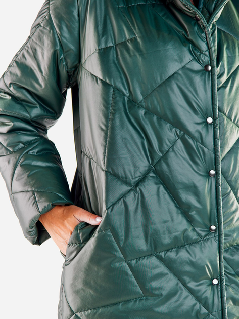 Куртка демісезонна подовжена з капюшоном жіноча Awama A542 1220783 L-XL Зелена (5902360573949) - зображення 5