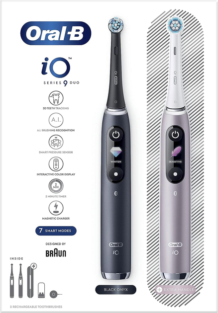 Zestaw szczoteczek elektrycznych Oral-B iO Series 9 Duo Black Onyx/Rose Quartz (4210201411574) - obraz 6