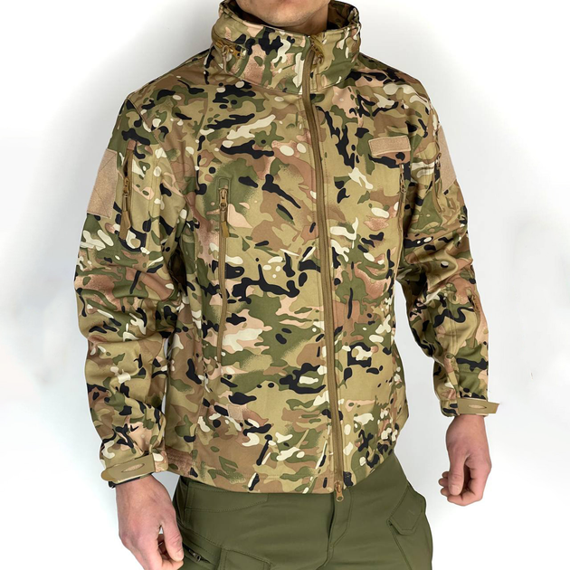 Чоловіча флісова Куртка Softshell з капюшном та вентиляційними блискавками мультикам розмір M - зображення 2