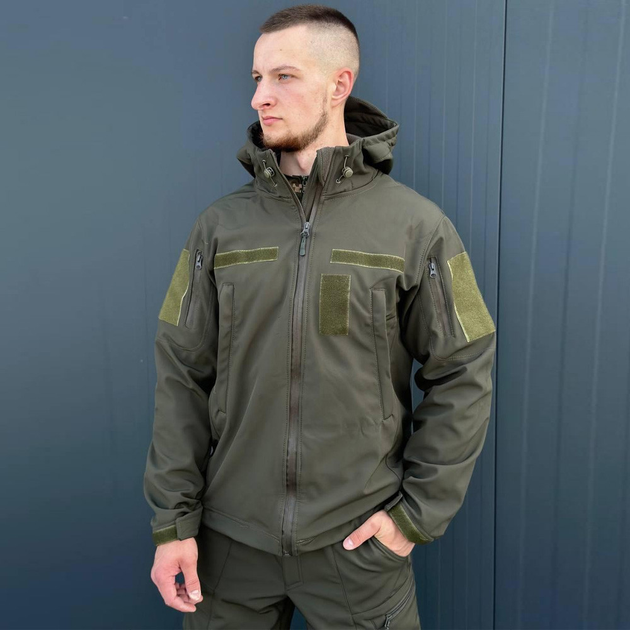 Мужская Куртка Softshell с Флисовой подкладкой олива / Демисезонная верхняя одежда размер XL - изображение 1