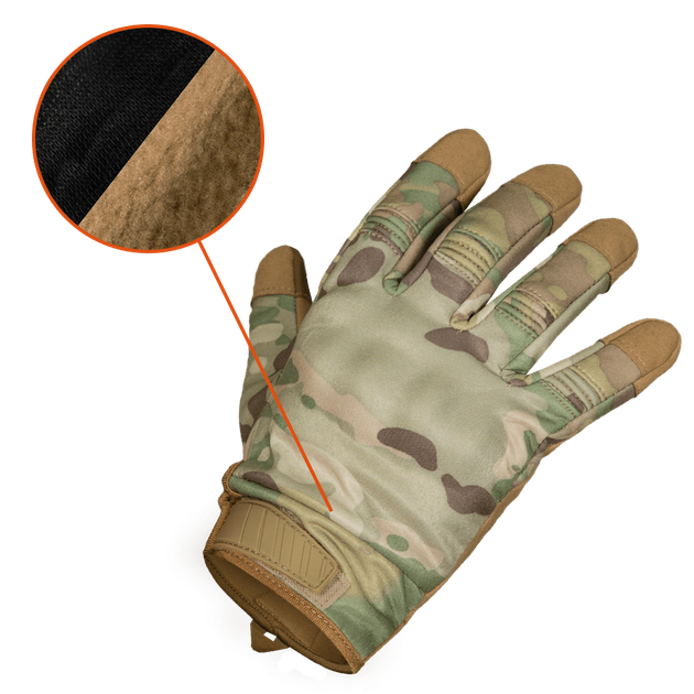 Плотные сенсорные перчатки CamoTec на флисе с усиленными накладками мультикам размер L - изображение 2