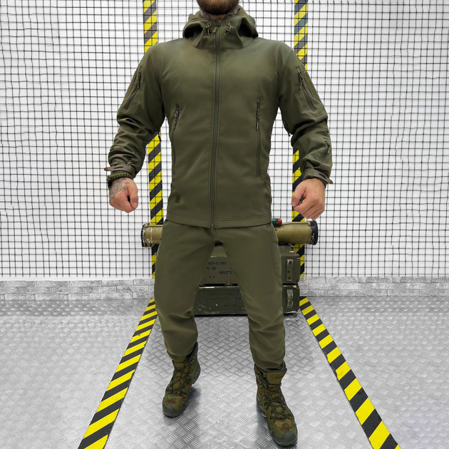 Чоловічий демісезонний Костюм Куртка + Штани / Польова форма Softshell із системою Вентиляції олива розмір XL - зображення 1