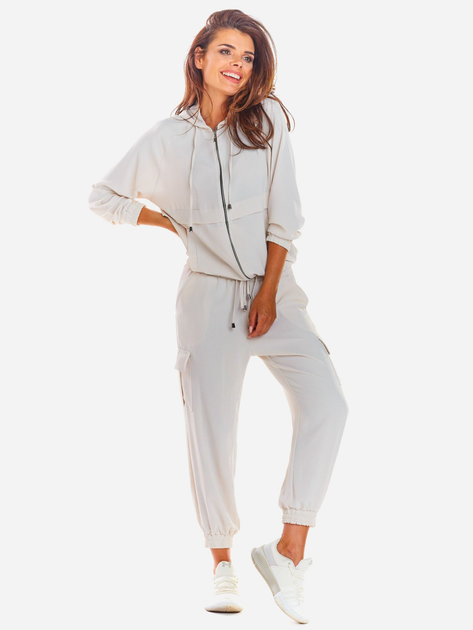 Толстовка на блискавці з капюшоном жіноча Awama A294 106787 S-M Бежева (5902360539853) - зображення 4