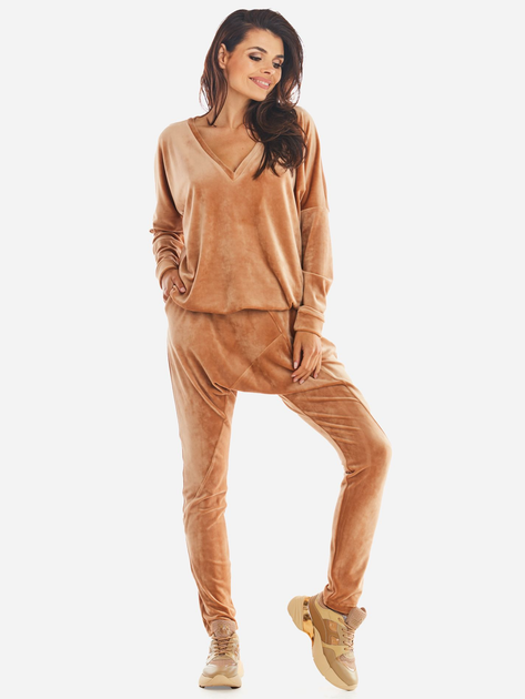 Bluza damska bez kaptura welurowa Awama A376 212895 One Size Beżowa (5902360551336) - obraz 5