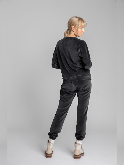 Bluza damska bez kaptura welurowa LaLupa LA011 381169 L Grafitowa (5903887606530) - obraz 4
