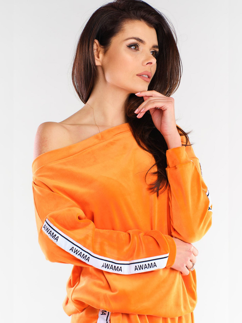 Bluza damska bez kaptura welurowa Awama A408 1132531 L/XL Pomarańczowa (5902360548633) - obraz 4