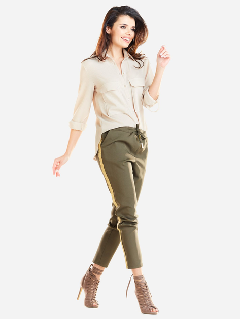 Spodnie slim fit damskie Awama A270 119481 S Khaki (5902360536944) - obraz 5