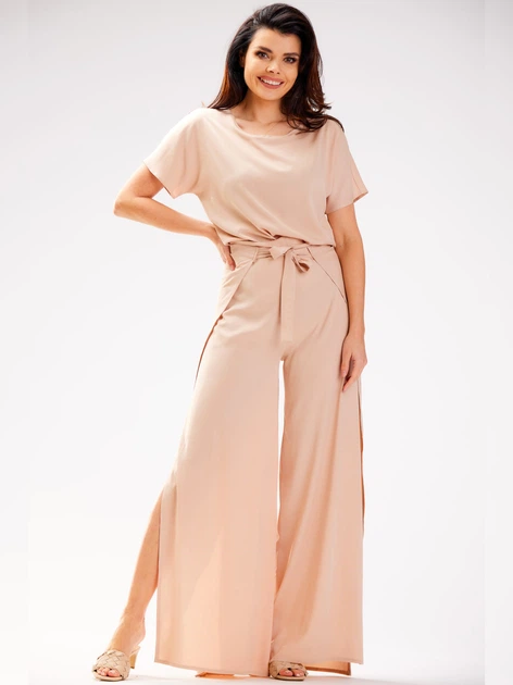 Spodnie dzwony damskie Awama A589 1419345 S Beżowe (5902360581784) - obraz 3