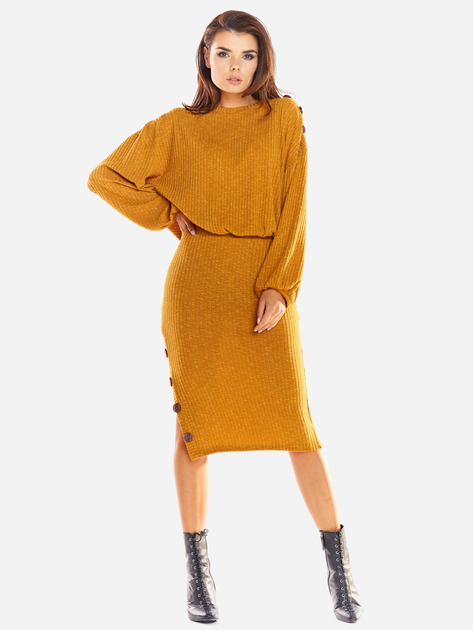 Spódnica ołówkowa damska dzianinowa Awama A317 106863 S Camel (5902360544215) - obraz 3