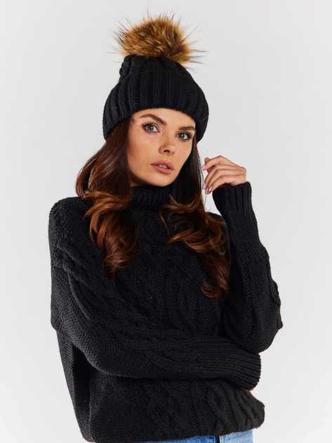 Czapka damska beanie Awama A480 1220702 One Size Czarna (5902360565050) - obraz 3