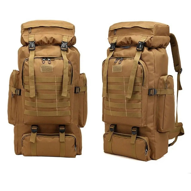 Рюкзак тактический 75 литров ВСУ водостойкий , военный рюкзак Oxford 600D Койот - изображение 2