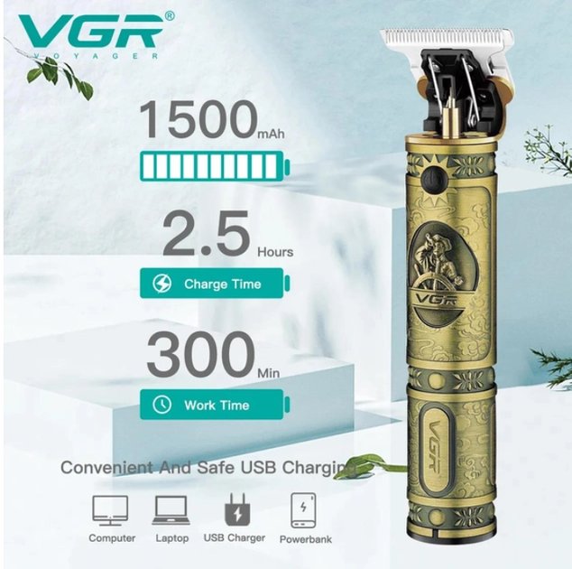 Машинка триммер для стрижки волос VGR-085 аккумуляторная с насадками - изображение 2