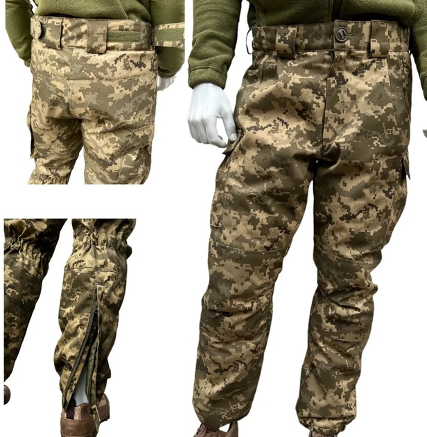 Статутні тактичні зимові військові штани на шерстипоні піксель ММ-14, ШВВЗ з утеплювачем 54/6 - зображення 1