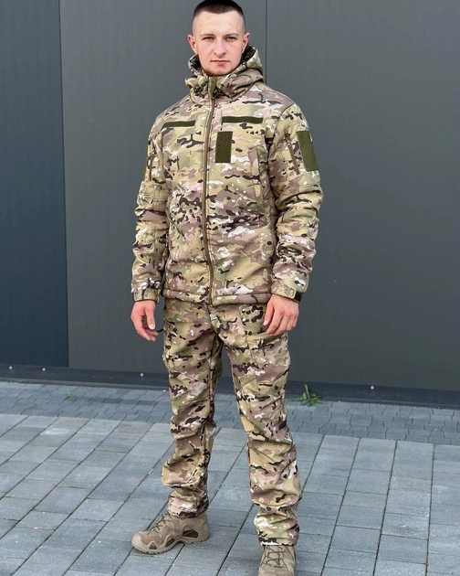 Военная тактическая форма софтшелл (Soft Shell) мультикам, демисезонная теплая форма костюм Мультикам Softshell демисезонная военная форма Multicam XXXL - изображение 1
